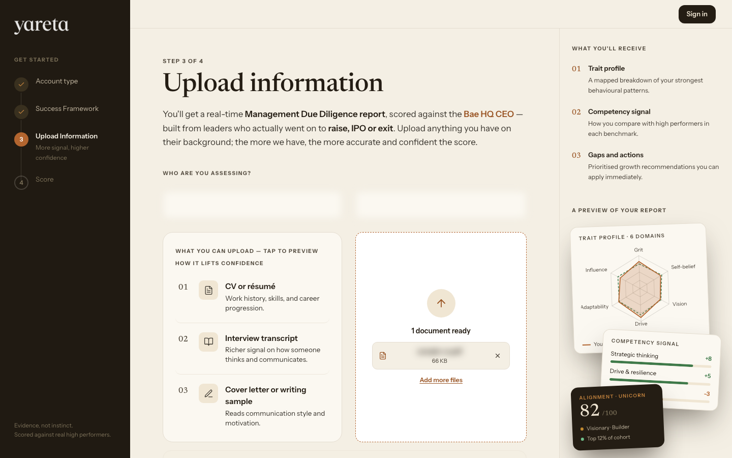 Investor — Upload with evidence