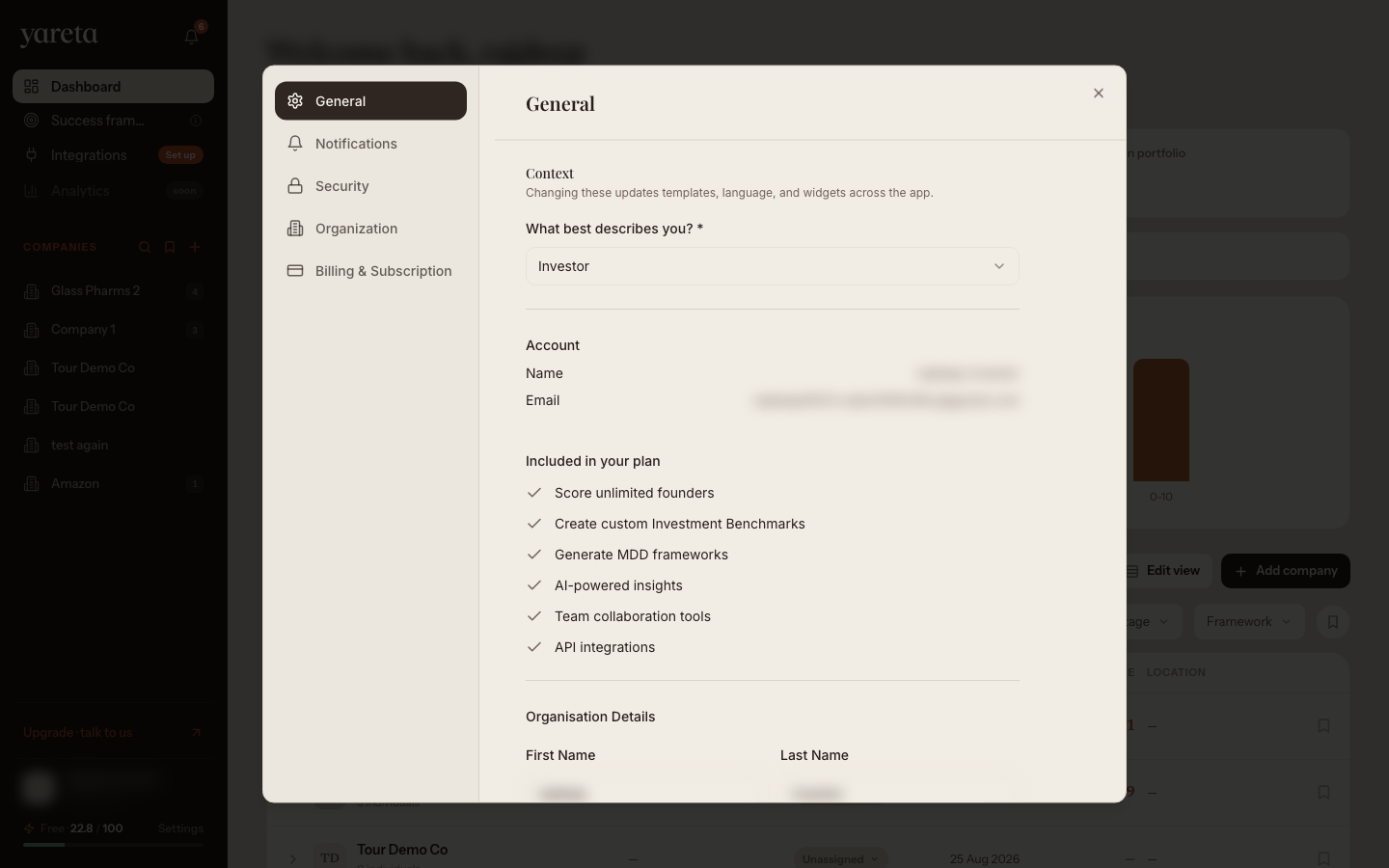Settings — General